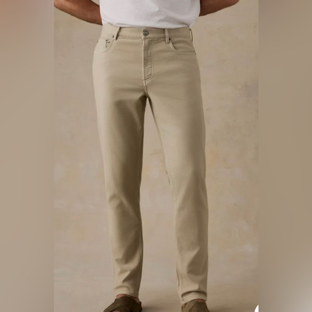 Faherty mens stretch terry 5 pocket chino pants khakis 32x31 stone casual preppy
